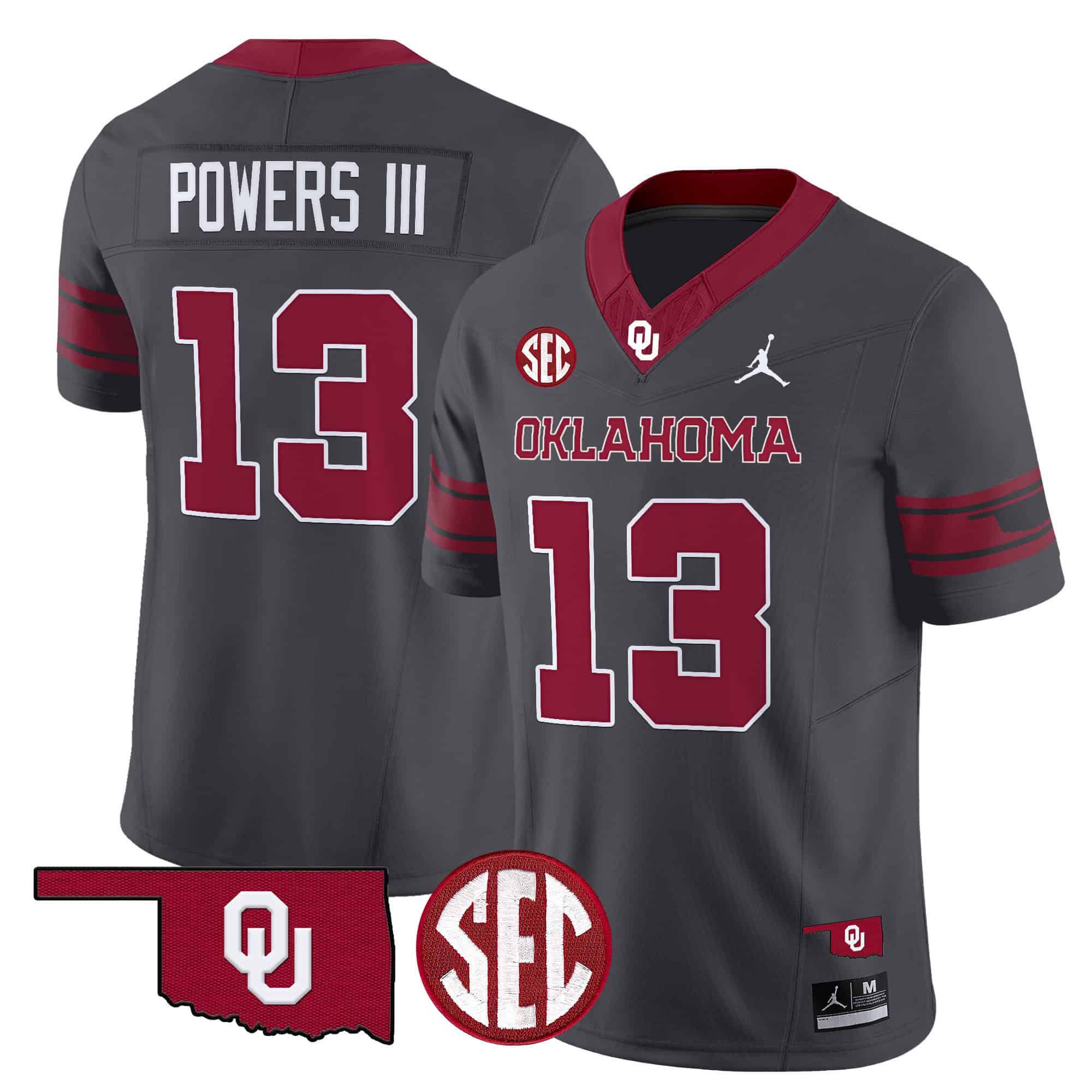 Men Oklahoma Sooners #13 Powers iii Grey 2024 Vapor Limited NCAA Jersey->ncaa teams->NCAA Jersey